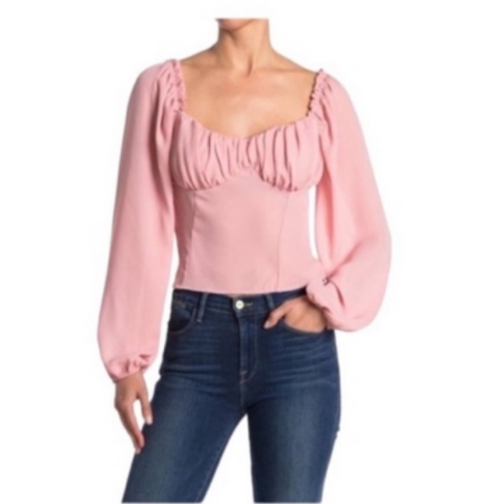NWOT Abound Nordstrom Woven Bustier Long Sleeve Top